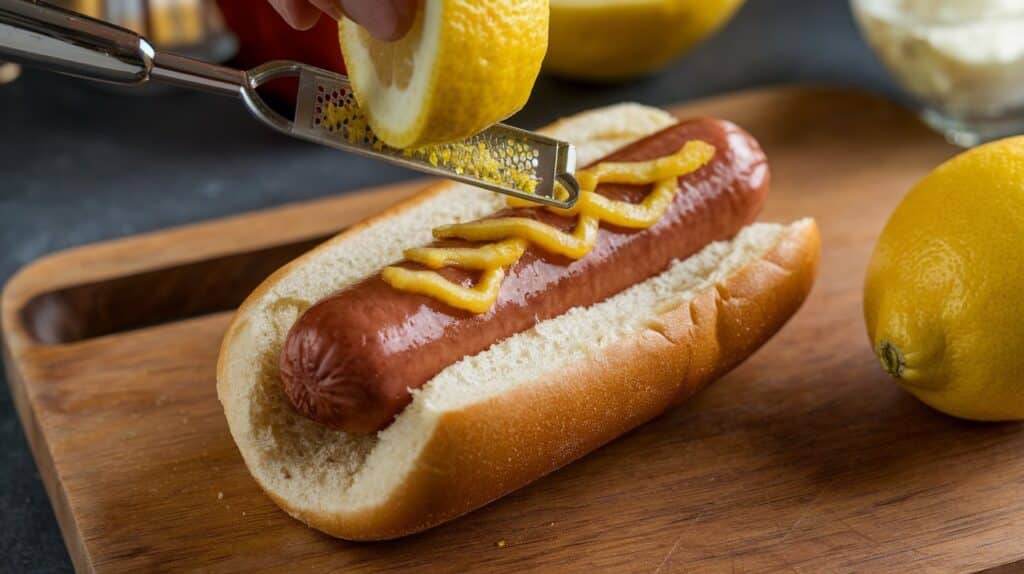 standard hot dog and lemon zester