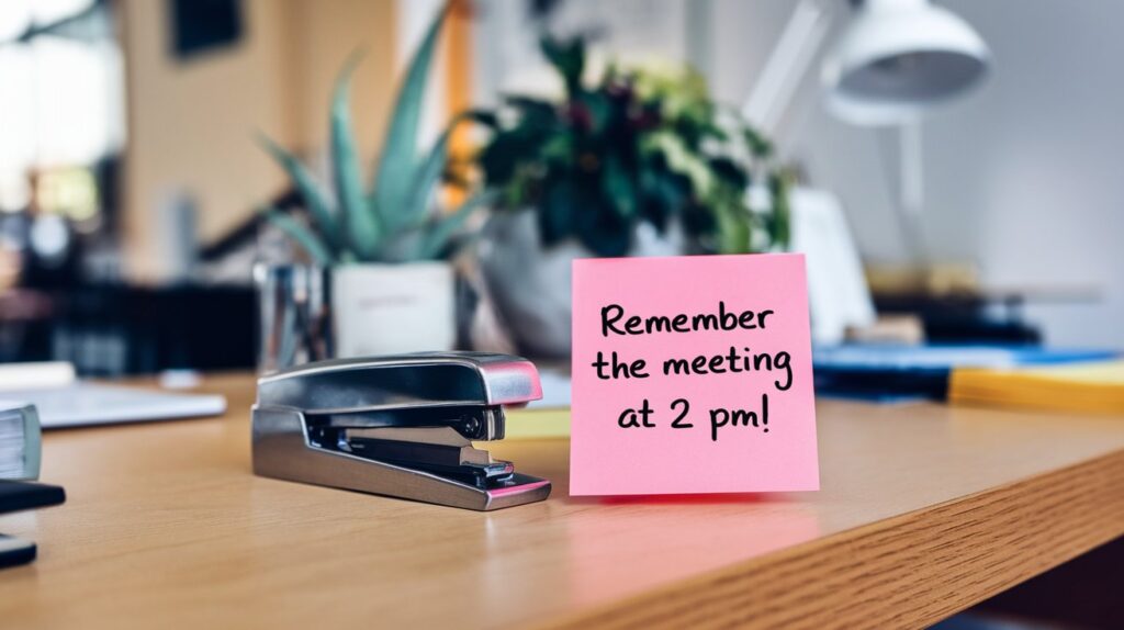 stapler and sticky notes