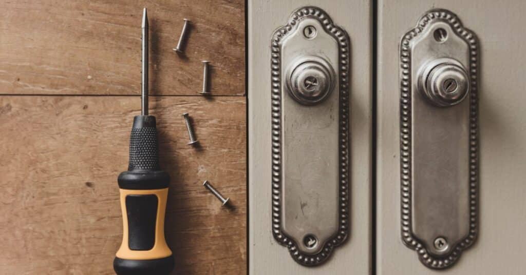 door handles and screw drivers