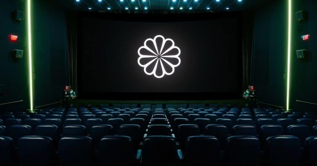 A cinema with a screen of 25 feet is ready for the show to start.