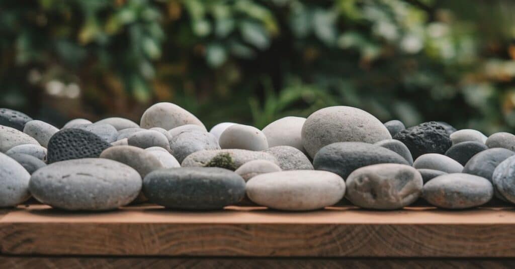 Different sizes of pebbles, including one inch pebbles.