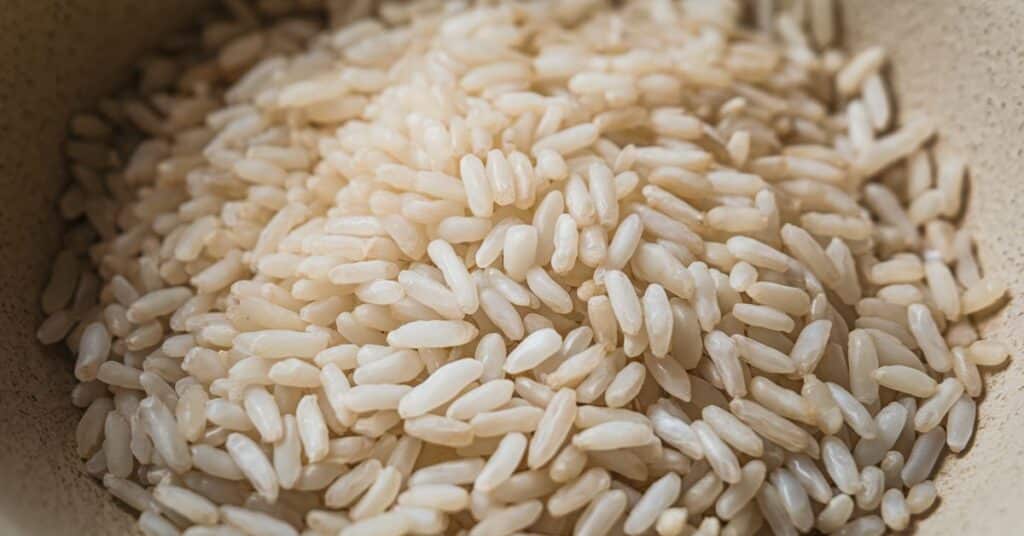 A close up image of rice grains