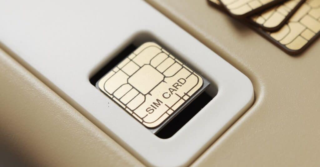 A close up of a SIM card