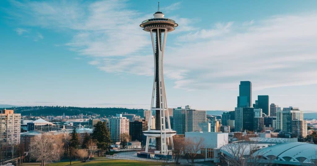 ariel view of space needle