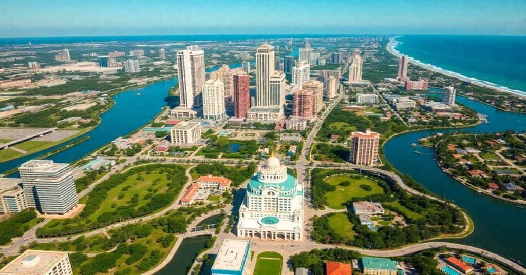 Aerial view of a vibrant Florida city